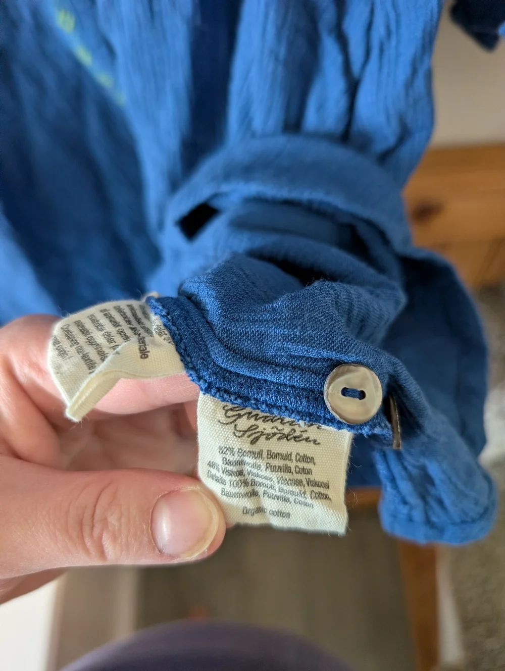 Gudrun Sjoden Embroidered Cotton Floral Folklore Button Down Mini Dress Size L - Picture 5 of 8